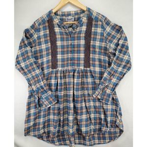 Wrangler Wrancher Shirts Women's Long Sleeve Plaid Top Size Large